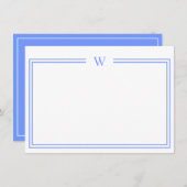 Luxe Initial Personal Stationery Blue Mitteilungskarte (Vorne/Hinten)
