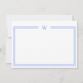 Luxe Initial Personal Stationery Blue Mitteilungskarte