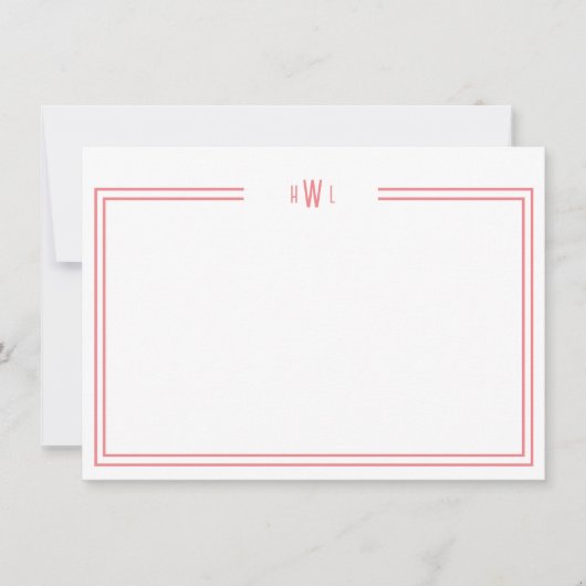 Luxe Initial Personal Stationery Coral Mitteilungskarte (Vorderseite)