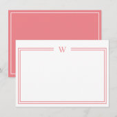 Luxe Initial Personal Stationery Coral Mitteilungskarte (Vorne/Hinten)