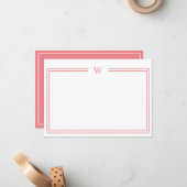 Luxe Initial Personal Stationery Coral Mitteilungskarte (Vorderseite/Rückseite Beispiel)