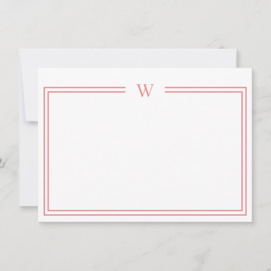 Luxe Initial Personal Stationery Coral Mitteilungskarte (Vorderseite)