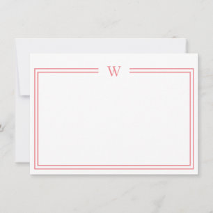 Luxe Initial Personal Stationery Coral Mitteilungskarte