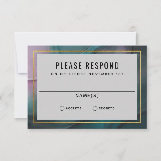 Luxe Ink Wash Jewel Tones Wedding RSVP (Vorderseite)