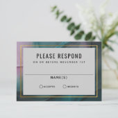 Luxe Ink Wash Jewel Tones Wedding RSVP (Stehend Vorderseite)