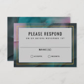 Luxe Ink Wash Jewel Tones Wedding RSVP (Vorne/Hinten)