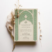 Luxe Islamic Lace Sage Green Wedding Einladung