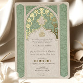 Luxe Islamic Lace Sage Green Wedding Folieneinladung