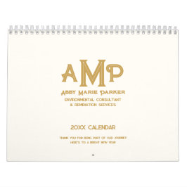 Luxe Ivory Gold Monogram Logo Foto Business Kalender