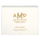Luxe Ivory Gold Monogram Logo Foto Business Kalender (Titelbild)
