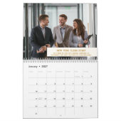 Luxe Ivory Gold Monogram Logo Foto Business Kalender (Jan 2027)