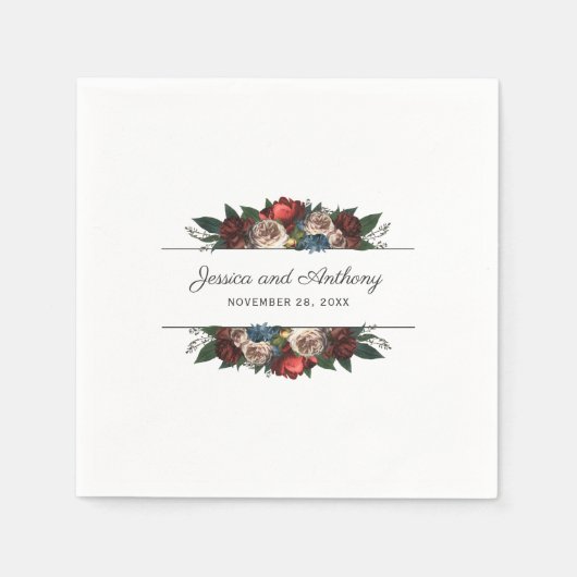 Luxe Jewel Tone Floral Wedding oder Verlobung Serviette (Vorderseite)