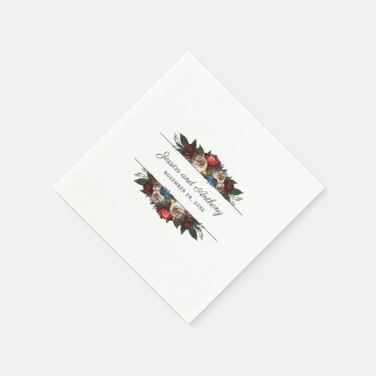 Luxe Jewel Tone Floral Wedding oder Verlobung Serviette (Ecke)