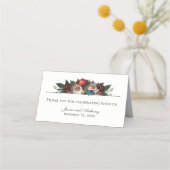 Luxe Jewel Tone Floral Wedding Platzkarte (Rückseite)