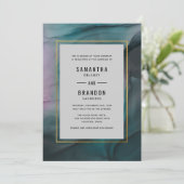 Luxe Jewel Tone Ink Wash Wedding Einladung (Stehend Vorderseite)