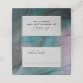 Luxe Jewel Tone Marble Ink Wash Wedding Platzkarte (Außenseite Aufgefaltet)