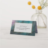 Luxe Jewel Tone Marble Ink Wash Wedding Platzkarte (Rückseite)