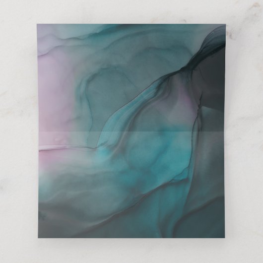 Luxe Jewel Tone Marble Ink Wash Wedding Platzkarte (Innenseite Aufgefaltet)