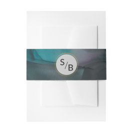 Luxe Jewel Tone Marble Tinte Wash mit Monogrammen Einladungsbanderole