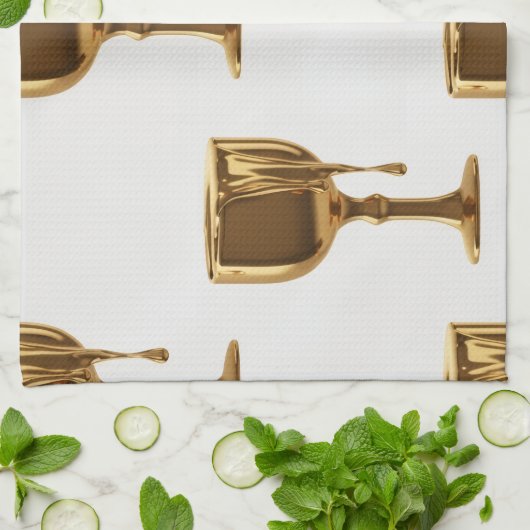 Luxe Kitchen Tea Towels Set: 3D Liquid Gold Flowin Geschirrtuch (Gefaltet)