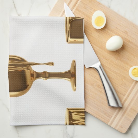 Luxe Kitchen Tea Towels Set: 3D Liquid Gold Flowin Geschirrtuch (Viertel Falte)