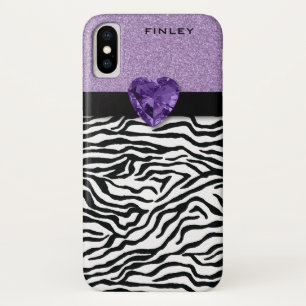 Luxe Lavendel-Glitzer, Zebra-Streifen und Case-Mate iPhone Hülle