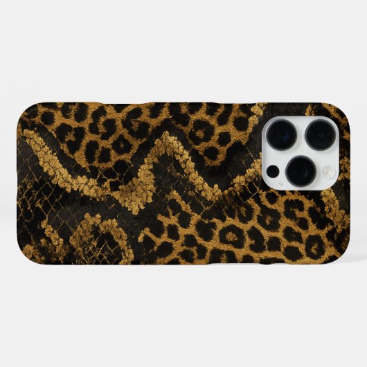 Luxe Leopard-Python Fusion Print iPhone Hülle (Rückseite (Horizontal))