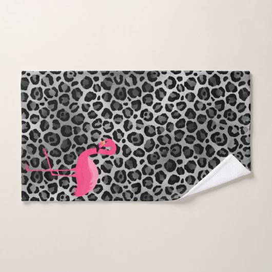 LUXE LEOPARD SILVER FLAMINGO BADEZIMMER TOWEL SET (Handtuch)