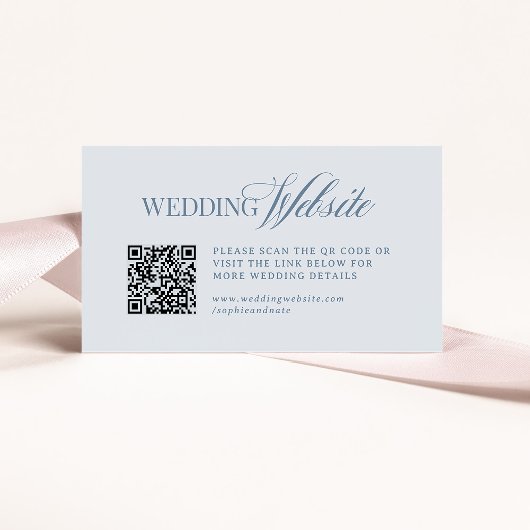 Luxe Light Dusty Blue | Hochzeitswebsite QR Code Begleitkarte