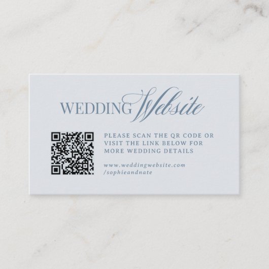 Luxe Light Dusty Blue | Wedding Website QR Code Begleitkarte (Vorderseite)