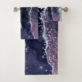 LUXE LILA BLAU SPARKLE MARBLE CUSTOM 2 TOWEL SET (Insitu)