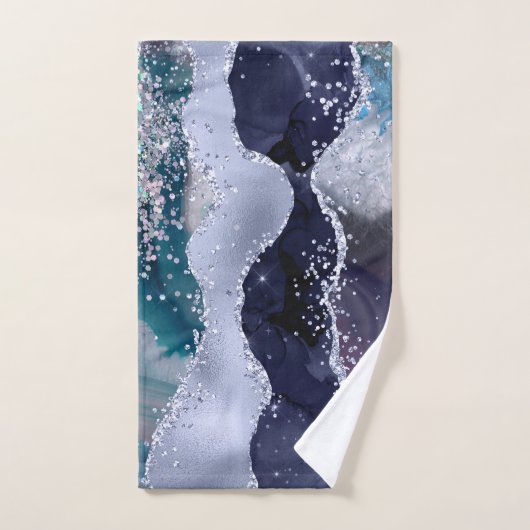 LUXE LILA BLAU SPARKLE MARBLE CUSTOM 2 TOWEL SET (Handtuch)