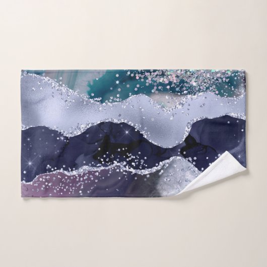 LUXE LILA BLAU SPARKLE MARBLE CUSTOM 2 TOWEL SET (Handtuch)