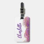 Luxe Lila Gold Personalisiert Gepäckanhänger (Vorderseite vertikal)