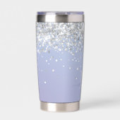 Luxe Lila Holographic Silver Glitzer Monogram Thermobecher (Vorderseite)