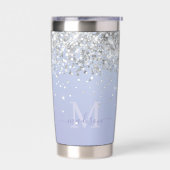 Luxe Lila Holographic Silver Glitzer Monogram Thermobecher (Links)