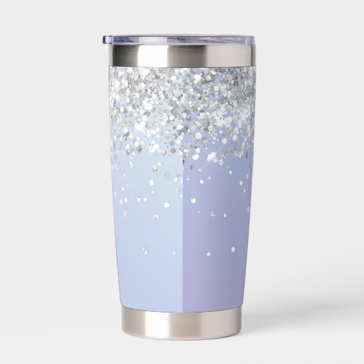 Luxe Lila Holographic Silver Glitzer Monogram Thermobecher (Rechts)