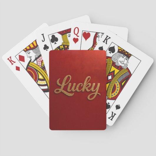 Luxe Lucky Script Red Gold Card Deck Spielkarten (Rückseite)