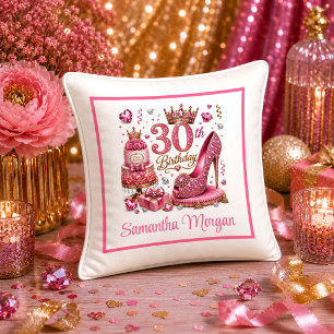 Luxe Magenta Gold Glitzer 30. Geburtstag Kissen