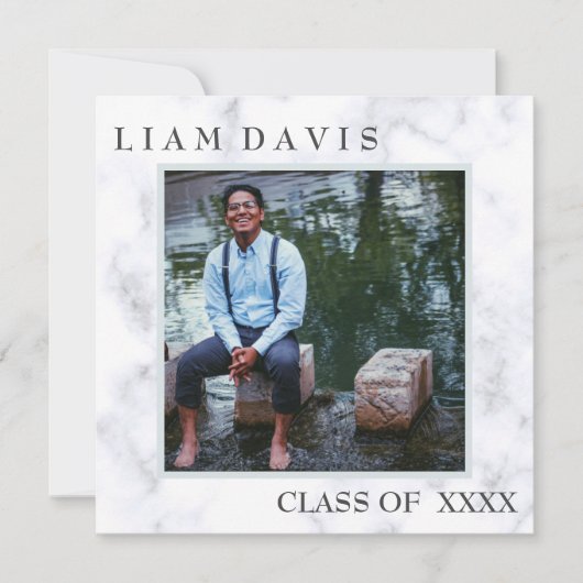 Luxe Marble Christlich Abschluss Einladung (Vorderseite)