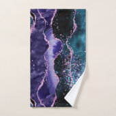 Luxe Marble Crystal Purple Teal Glitter Agate Badhandtuch Set (Handtuch)