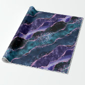 Luxe Marble Crystal Purple Teal Glitter Agate Geschenkpapier (Ungerollt)