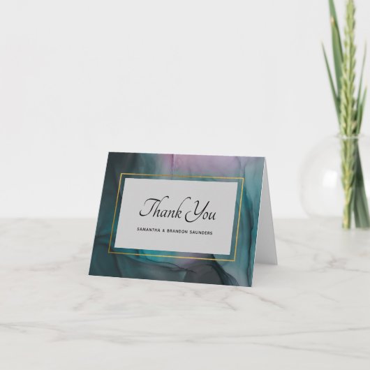 Luxe Marble Ink Wash Vielen Dank mit Namen Dankeskarte (Vorderseite)