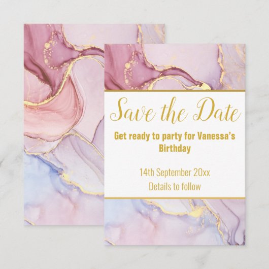 LUXE MARBLE PASTEL SAVE THE DATE RSVP CARD KARTE (Vorne/Hinten)
