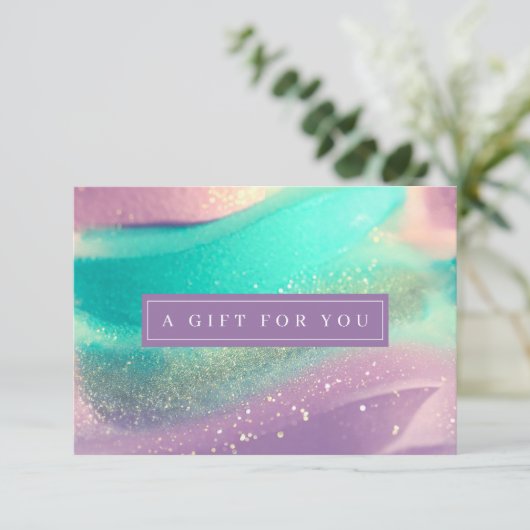 Luxe Marble Pink Aquamarin Business Geschenkgutsch (Stehend Vorderseite)