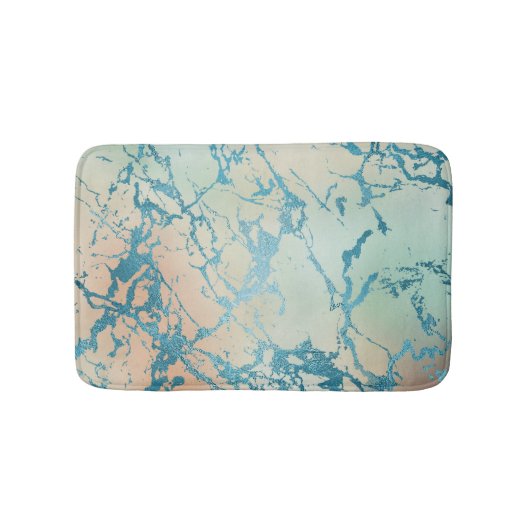 Luxe Marble | Schöne Gelb-und Korallenvene Aquamar Badematte (Vorderseite)