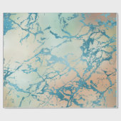 Luxe Marble | Schöne Gelb-und Korallenvene Aquamar Geschenkpapier (Flach)