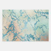 Luxe Marble | Schöne Gelb-und Korallenvene Aquamar Geschenkpapier Set (Vorderseite)