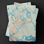 Luxe Marble | Schöne Gelb-und Korallenvene Aquamar Geschenkpapier Set