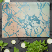 Luxe Marble | Schöne Gelb-und Korallenvene Aquamar Geschirrtuch